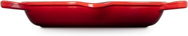 Чавунна кругла гриль-сковорода Le Creuset Signature, 25 см, для всіх плит і духовок, червона