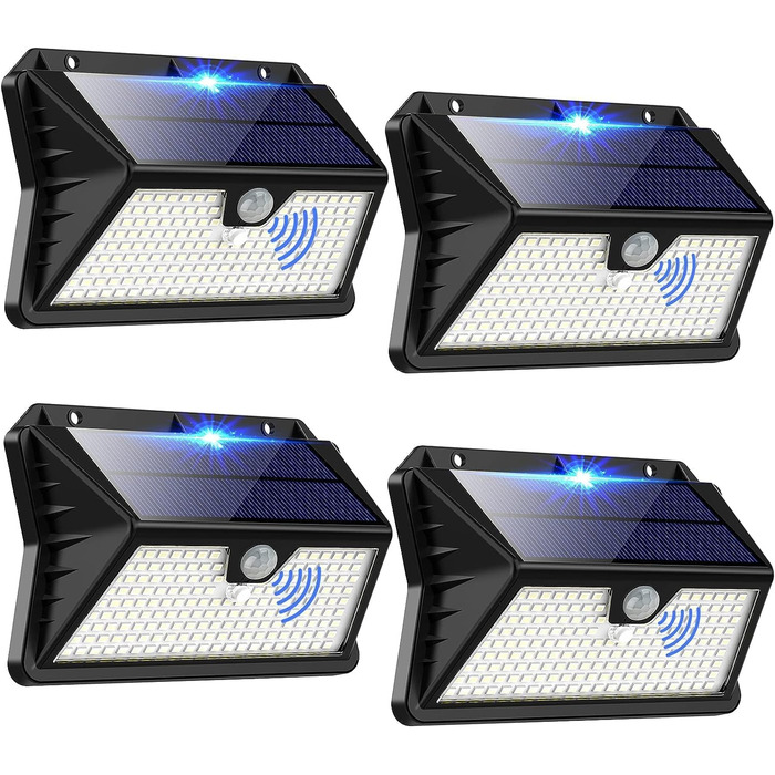 Outdoor Solar Lights with Motion Sensor, Pack of 185 LED, 3 Modes, Waterproof IP65 Solar Lights for Outdoor Use, LED Wall Lights for Wall Mount, Garden, Yard, Garage, Entry Doors (Cool White)