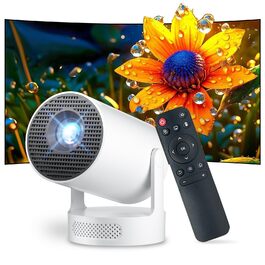 Міні проєктор Salange Mini Beamer 2026,8K з Android, WiFi 6, Bluetooth 5.4, Auto Keystone, портативний, для дому та на вулицю, 270° обертання, білий (Sala300ultra)