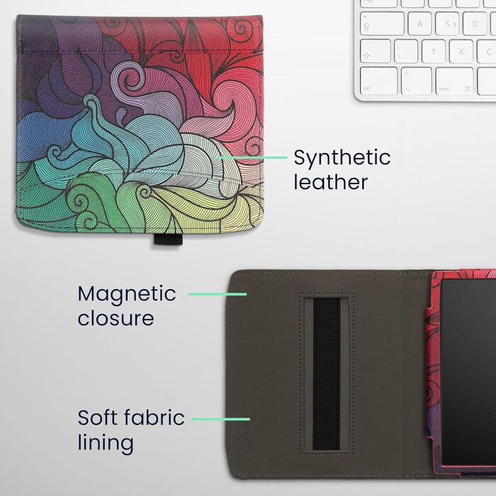 Чохол-книжка kwmobile для Pocketbook Era/Era Color з кишенею та лямкою - з малюнком 'Читаюча жінка' чорно-бежевий