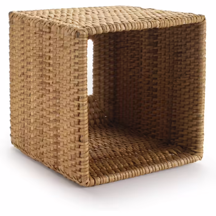 DOKOT Rattan Cosmetic Tissue Box - Tissue Box Natural for Home/Office/Car - Square (Natural, 14x14x15cm)