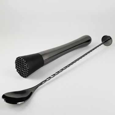 Набір для коктейлів Hansum, 20 предметів, нержавіюча сталь, чорний – професійний барменський набір зі стійкою