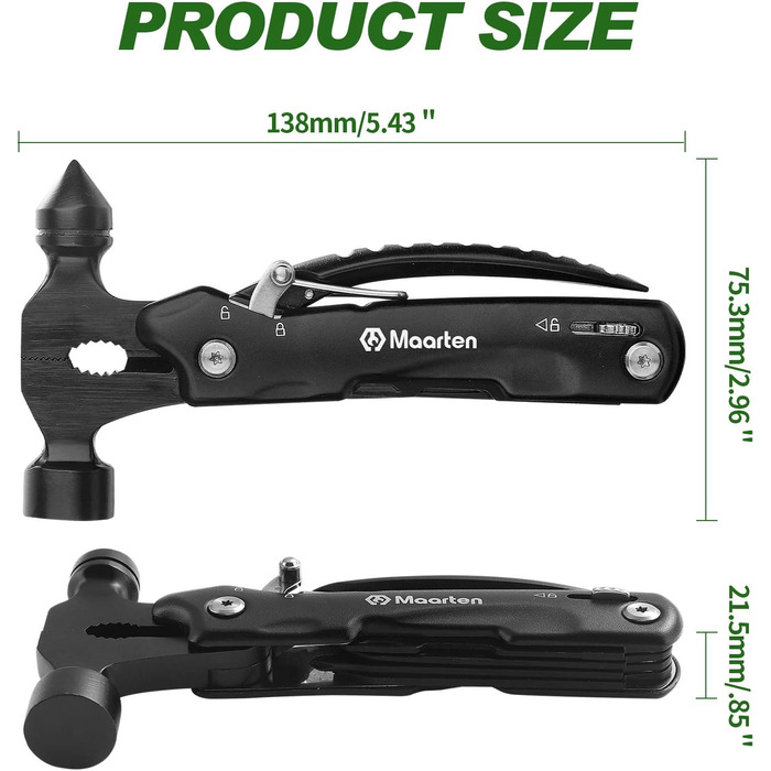 Мультитул 14-в-1 для чоловіків: кемпінговий аксесуар, подарунок на день народження, Різдво, подарунок для тата. Мультиінструмент-молоток для виживання