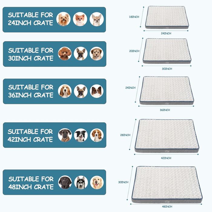 Килимок для собак середнього розміру EMPSIGN, 76x50x8 см, сірий, знімний чохол, водонепроникний, з підтримуючого пінополіуретану