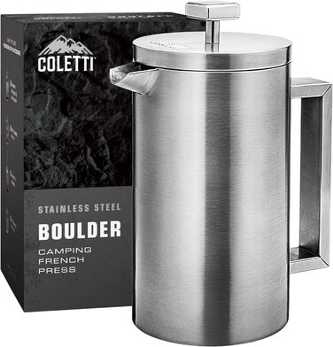Френч-прес Coletti Boulder для кемпінгу, велика ізольована кавоварка 1,2 л (американська преса)