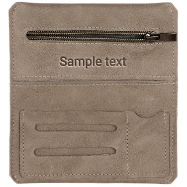 Simaru Personalized Tobacco Pouch with Engraving from Leather for 30g Tobacco Bag, Genuine Leather Roller Pouch incl. Filter Compartment and Pouch Holder (Dark Gray) (Light Gray Engraving)