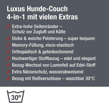 JAMAXX Преміум диван для собак 4-в-1 - ортопедичний диван з Memory Visco піною, знімні подушки, екстра-товста підкладка, змінний чохол, пральний, PDB3015 (L) 110x80x10 ECO антрацит 95*70*10 (L) Eco антрацит