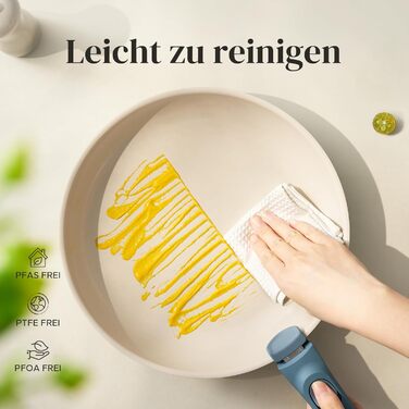 Redchef Ceramic Nonstick Pan Set - 6 Piece Induction Cookware Set (20, 24, 28 cm) - Blue