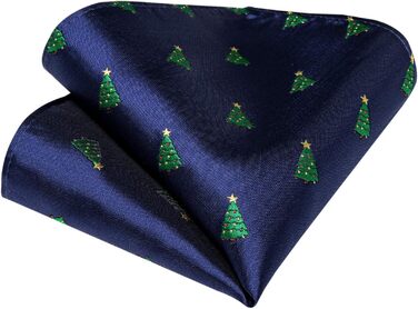 Комплект краватки, нагрудної хустинки та запонок DiBanGu для чоловіків: новорічний візерунок, святковий набір для вечірок (Синя ялинка)