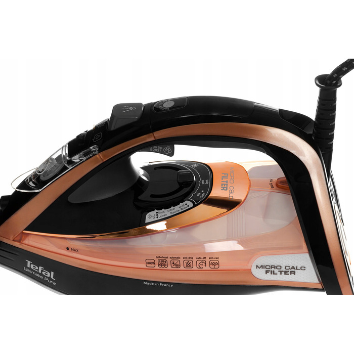 Парова праска Tefal Ultimate Pure 3200W Durilium, рожево-чорна