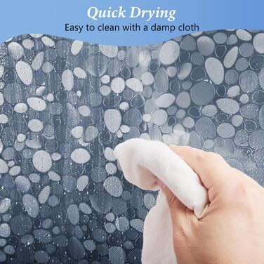 Шторка для душу LEMON CLOUD з антигрибковим покриттям та магнітною нижньою вантажівкою, 183x200 см, водонепроникна, антибактеріальна, PEVA, для душу та ванни, 12 білих кільця, 3D-візерунок (камінь), розмір 120x200 см (упаковка 1 шт.)