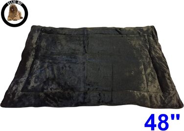 Ортопедичне ліжко для собак Ellie-Bo з піною з пам'яті, чорного кольору, вологостійке, для клітки 76 см, розмір M (XXL - [117 x 75 x 3 см], двостороннє твід та чорна штучна шерсть)