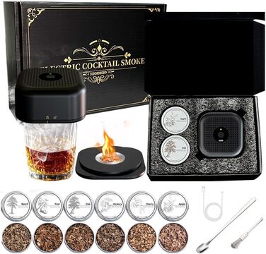 Електричний набір для копчення коктейлів, Смок для віскі з 6 смаками, перезаряджається, подарунок для чоловіків