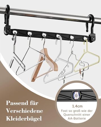 Набір вішалок для одягу Magic Hangers, 8 шт. з 6 отворами та 360° обертанням, міцні гачки для важкого одягу, органайзер для шафи, ідеально для студентів та дівчачих кімнат, чорного кольору