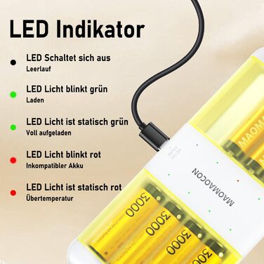 8 Li-Ion AA акумулятори з зарядним пристроєм, перезаряджувані батарейки AA, 1.5V, 3000mAh, Mignon AA, з функцією заряджання та зберігання