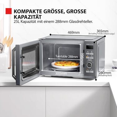 Мікрохвильова піч Toshiba MW3-AG25PFI(MG) з грилем та функцією духовки - 25L, 900W Inverter, 1100W Grill, вбудована, цифрова, 57dB, Chef-Abtauung, сірий колір Morandi, 25L, гриль, інвертор