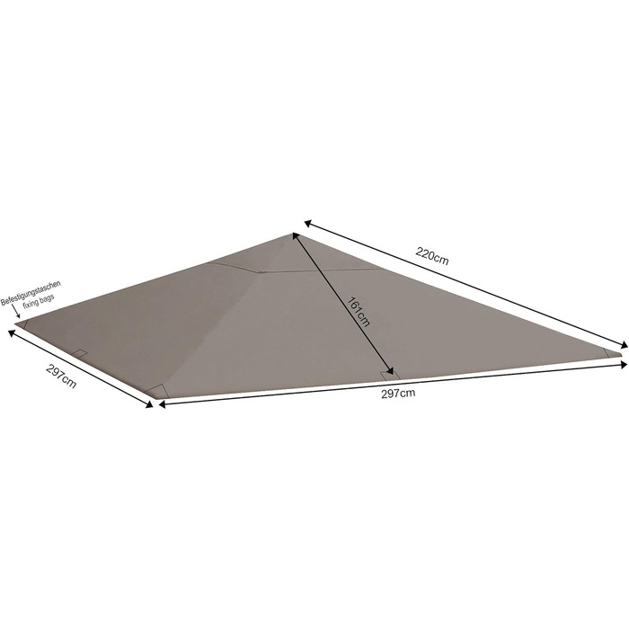 QUICK STAR Replacement Canopy for Garden Pavilion 3x3m Grey RAL 7012 Antique Pavilion Roof Replacement Cover