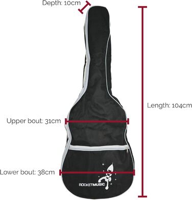 Чохол для гітари 3rd Avenue Seria Rocket, 100 см, 4/4, з плечовими ременями та кишенею
