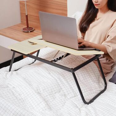 Складаний столик для ноутбука 55x32x25 см: білий, з підстаканником для читання та сніданку