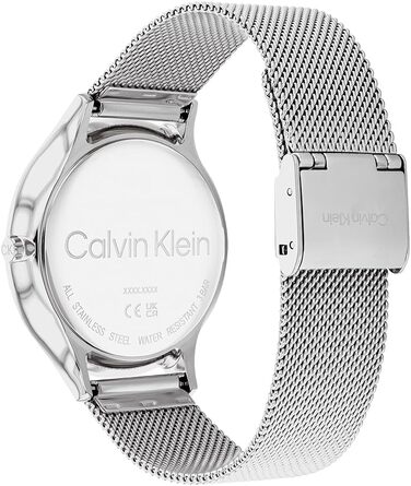 Жіночий аналоговий кварцовий годинник Calvin Klein Timeless Mesh 38мм, сріблястий, зі сталевим плетеним або шкіряним ремінцем