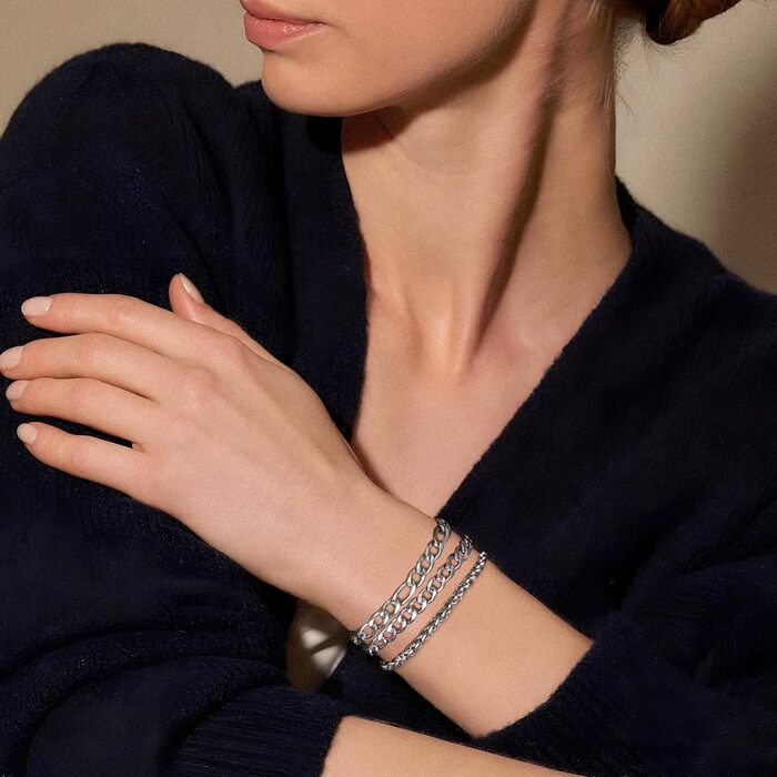 Чоловічий браслет TempBeau: срібно-чорний, з нержавіючої сталі, 19/21 см, панцерна ланцюг, стильний аксесуар для чоловіків, подарунок для тата/друга