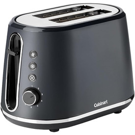 Тостер Cuisinart на 2 скибки, широкі отвори, 7 режимів, для товстого хліба та бейглів, функція розморожування, сірий
