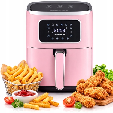 Аерофритюрниця Air Fryer 5л, 1450 Вт, велика чаша XL, рожева