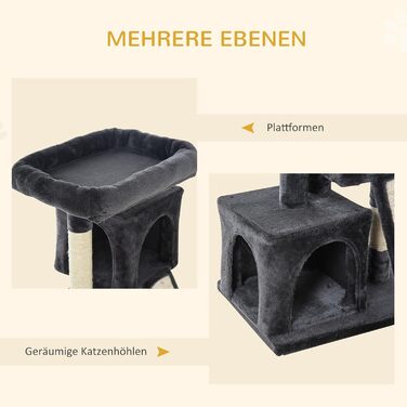 PawHut Scratching Post 83 cm Small Cat Scratching Post with Sisal Pillars, Cat Scratching Post, Cat Climbing Tree, Cat Tree, Cat Furniture Play Tree for Small Cats, Dark Grey