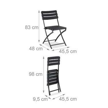 Relaxdays Balcony Furniture Set, 3-Piece, Wood-Look