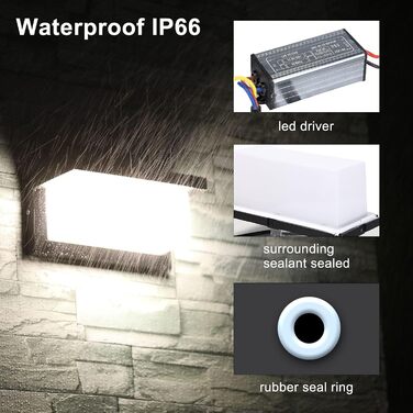 LED вуличний світильник Lightsjoy 18W, IP66, водонепроникний, алюміній, нейтрально-білий світлодіодний світильник для фасаду, тераси, гаража