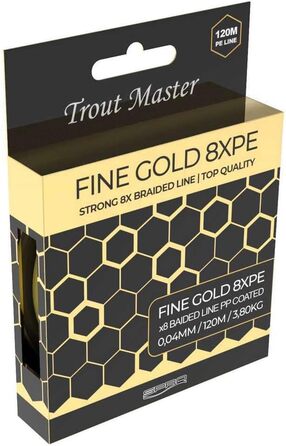 Плетена ліска Trout Master Fine Gold X8 PE 0,08 мм 6,8 кг 120 м для форелевого лову