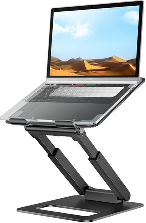 Adjustable Laptop Stand for Desk - Telescopic & Ergonomic Design - Fits 10-17 inch Laptops (Black)