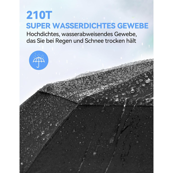 TECKNET Автоматичний парасолька-тростина, штормостійкий, легкий у відкриванні та закриванні, синій та білий