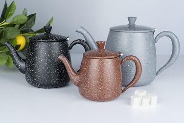 Café Olé PT-048 Cafe Ole Premium Teakettle, 18/10 Stainless Steel, 48 Ounces, Drip-Free Pouring, Hollow Handles & Flip-Top Lid, (48oz, Grey Granite)