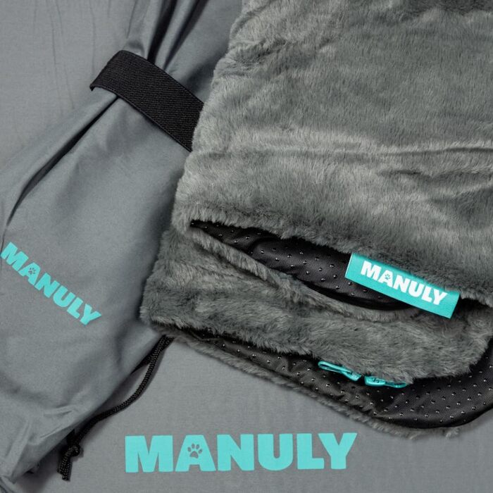 Килимок для собак у подорож: самонадувний килимок, м'який водовідштовхувальний чохол, сумка для перенесення, можна прати в пральній машині, знімний чохол, 100x70x3,5 см, 1080 г, сірий/блакитний