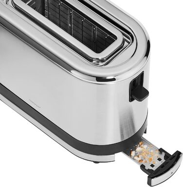WMF Kitchen Mini 1-Slice Toaster, Long Slot XXl-Toast, Mini Toaster with Roll Attachment, 7 Browning Levels, Overheat Protection, 600W, Matte Stainless Steel, Single