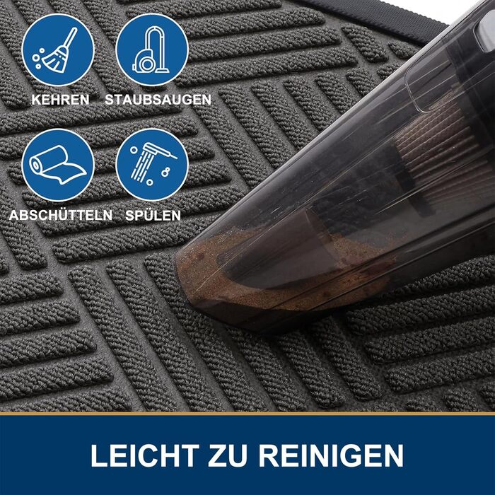 Килимок для дому та вулиці 43 x 75 см, силіконовий, антиковзаючий, пилозахисний, для входу, балкону, тераси - темно-сірий