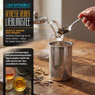 Скляний чайник Arendo з підставкою для підігріву та ситом, 1500 мл, термостійке боросилікатне скло, для листового, трав'яного та фруктового чаю