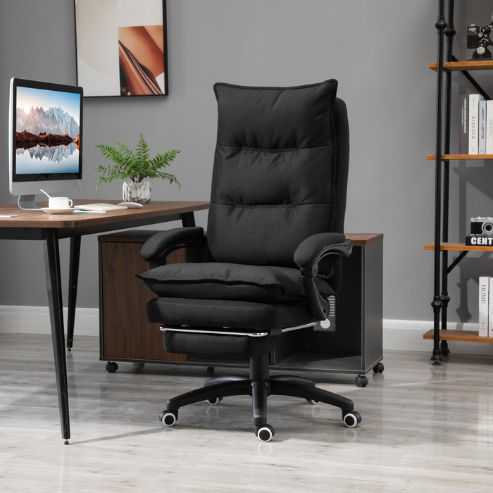 Vinsetto Office Chair with Massage Function, Ergonomic Desk Chair with Recline and Swivel Features, and Footrest, Black