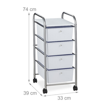 Relaxdays Rolling Cart with 4 Drawers