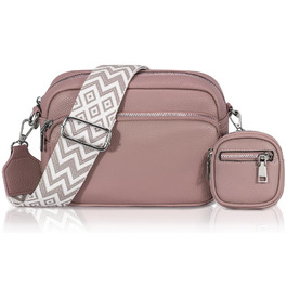 Сумка жіноча через плече крос-боді PU шкіра (темно-рожева) з віднімним ремінцем