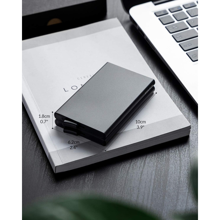 Металеве картхолдер VULKIT з RFID NFC захистом для чоловіків, зелений. Містить 10 карт.