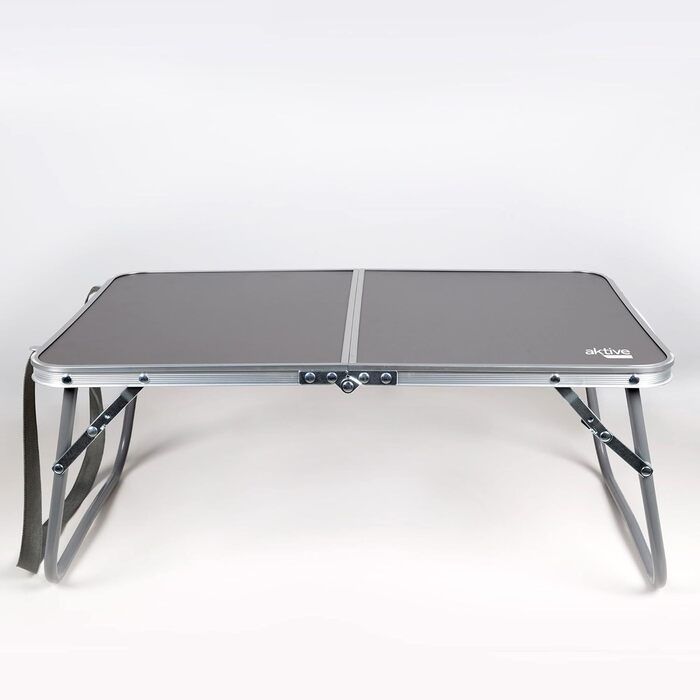 Складний стіл для кемпінгу AKTIVE, алюмінієвий, 60x40x25 см, з ручкою, антрацит. Пікніковий стіл, похідний стіл