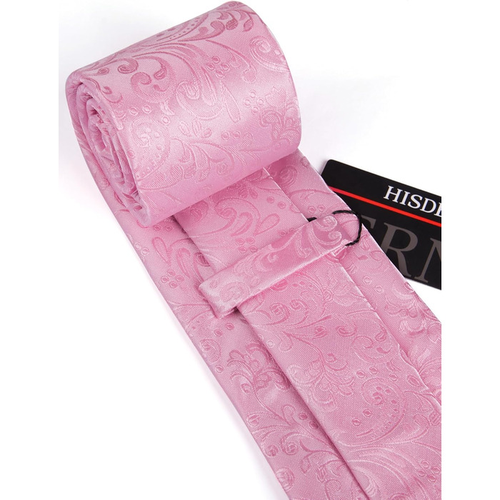 HISDERN Комплект краватки та нагрудного хустинки з квітковим візерунком Paisley, зелений (рожевий)