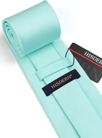 Краватка та нагрудна хустинка для весілля HISDERN: набір однотонних аксесуарів для чоловіків, різних кольорів, універсальний розмір (м'ятний)