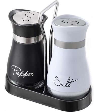 Набір солі та перцю з підставкою: скляні ємності з нержавіючої сталі, для кухні та кемпінгу