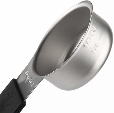 Stainless Steel Measuring Cup Set, Robust Metal Measuring Cups for Dry and Liquid Ingredients (Black)