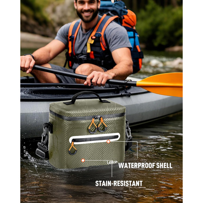 Lekesky 20L Ізольована Сумка-Холодильник – Переносна, Водонепроникна Сумка для Пікніка, Походу, Пляжу, Грилю (B-армійний зелений)