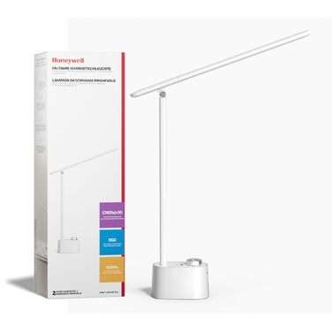 Компактна світлодіодна настільна лампа Honeywell H01 Pro з портами зарядки USB-A та USB-C, біла