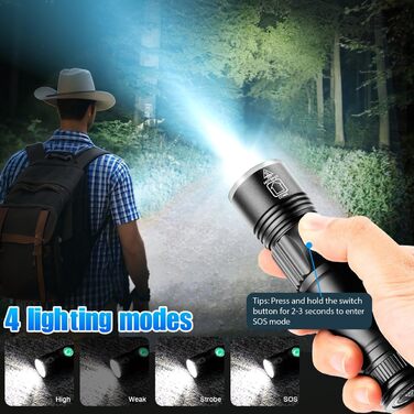 LED ліхтарик WholeFire 2 шт. 5000 люмен, 4 режими, IP65, водонепроникний, для кемпінгу, дітей, туризму, активного відпочинку